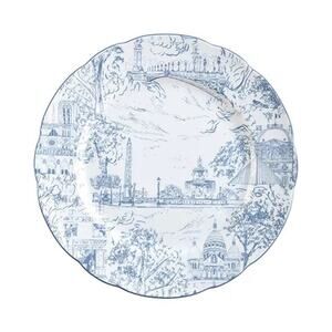 1 Bernardaud Tout Paris France Blue & White Toile Print Dinner 10.25" Plate New